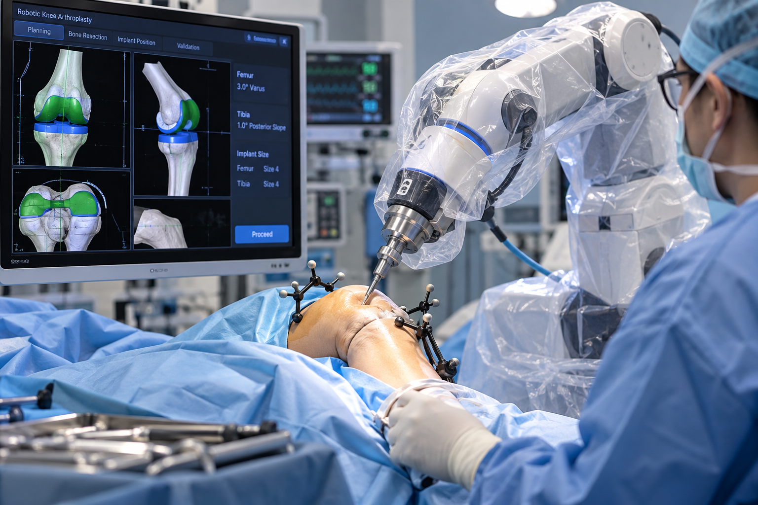 Robotic knee replacement surgery