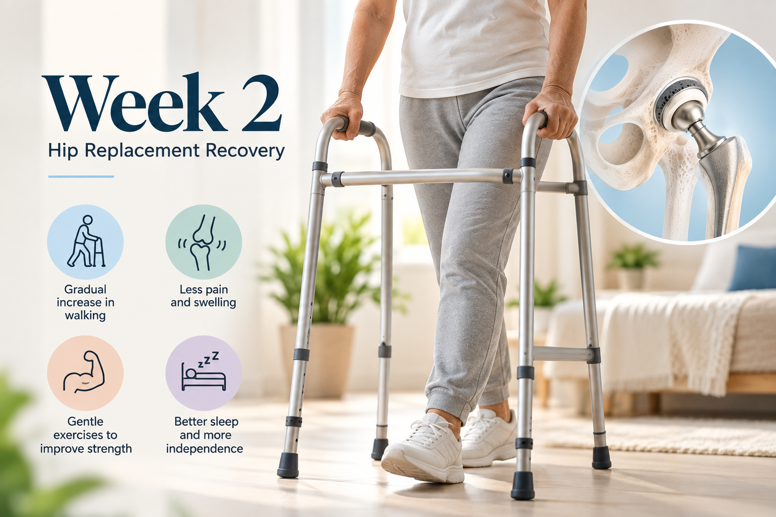 Hip replacement recovery week 2